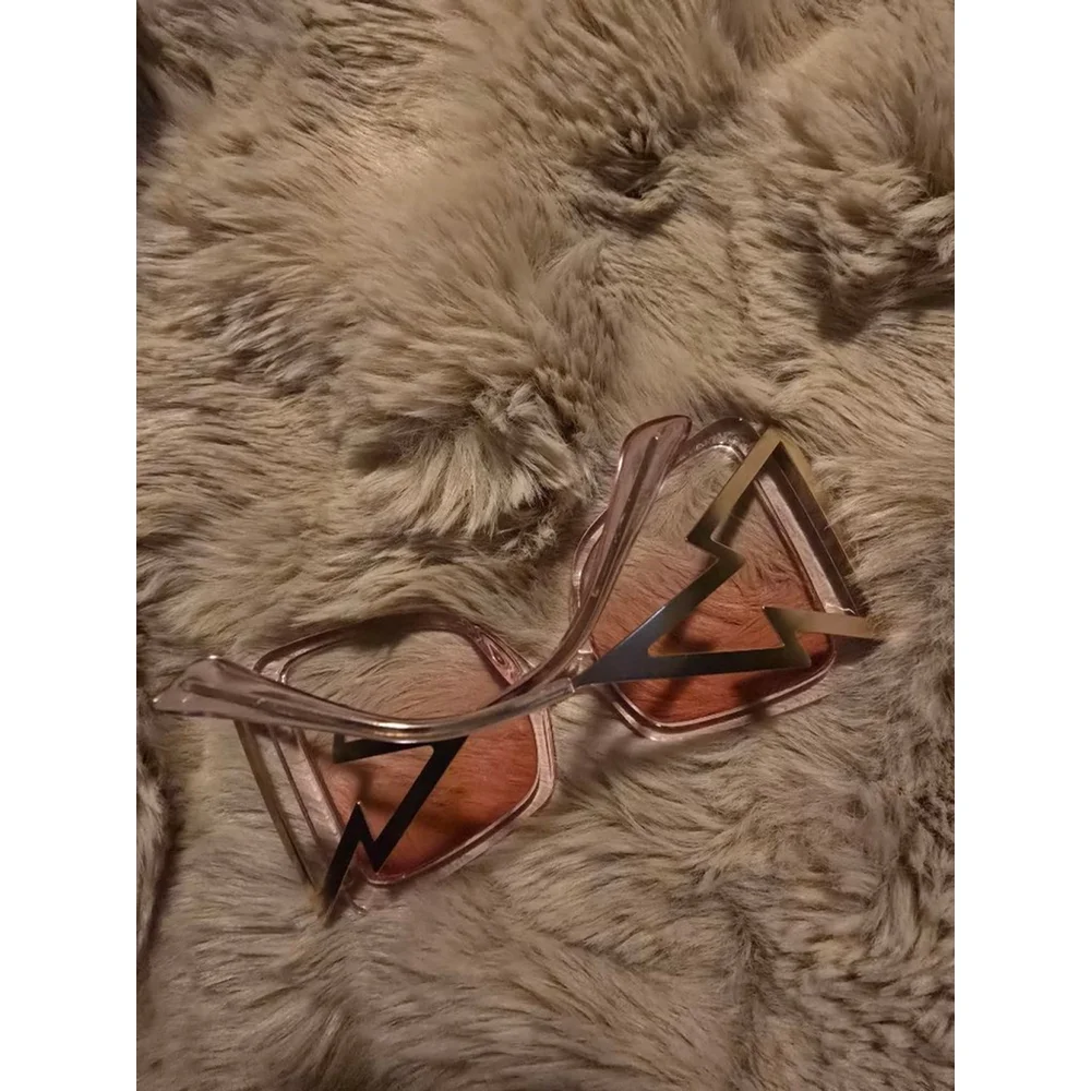 Rare Baddie Vintage Pinkish/Gold/Clear Oversized Square Cat Ombre Sunglasses
